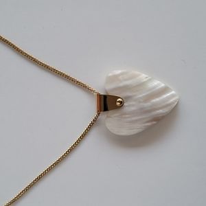Mother of pearl brass big long charm necklace seashell shell necklace heart